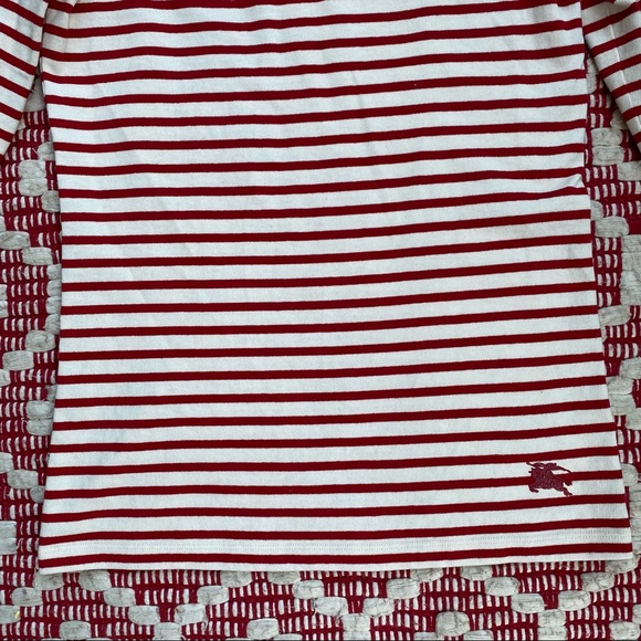 BURBERRY cream and red striped boatneck 3/4 sleeve top S - Picture 5 of 13